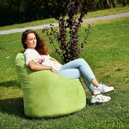 bean bag hruška semiša zelena