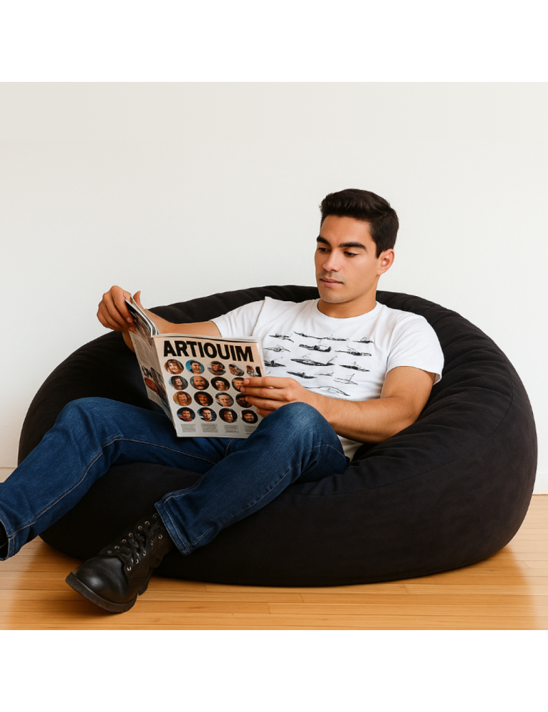 Sedežna vreča iz semiša žoga črna EMI Sedežna vreča iz semiša žoga črna EMI