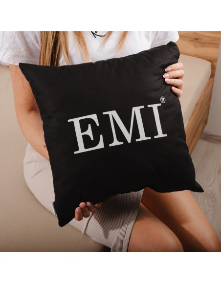 Vzglavnik 40x40 tiskan črni EMI
