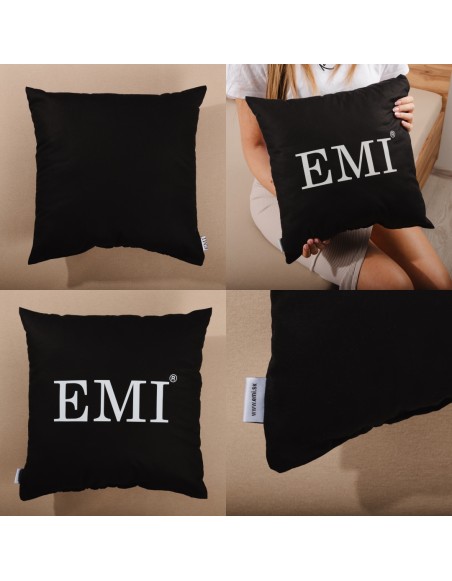 Vzglavnik 40x40 tiskan črni EMI