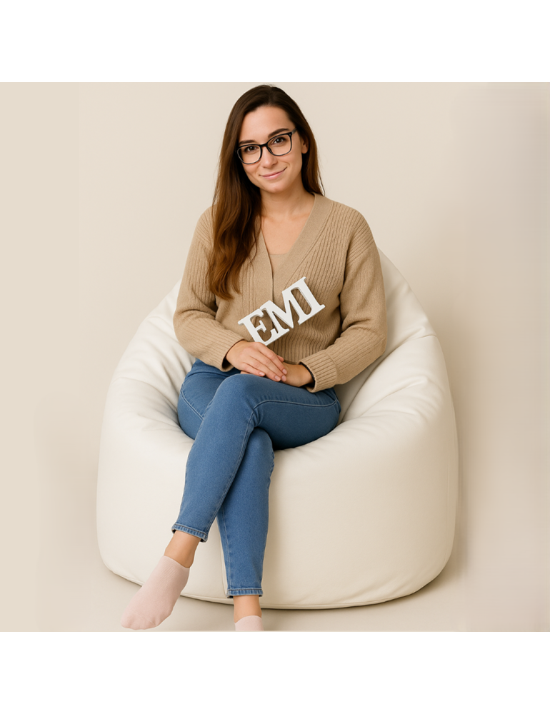 Sedežna vreča hruško bela EMI