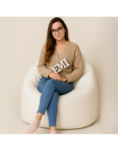 Sedežna vreča hruško bela EMI