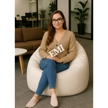 Sedežna vreča hruško bela EMI