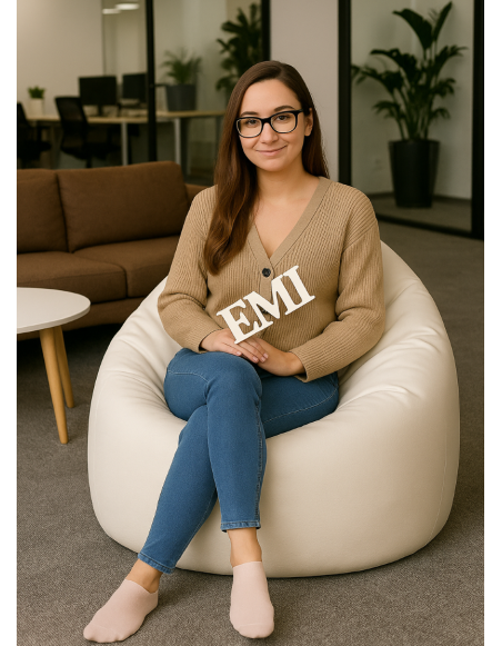 Sedežna vreča hruško bela EMI