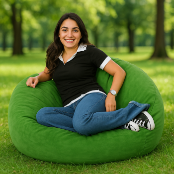 Sedežna vreča iz semiša žoga zelena EMI