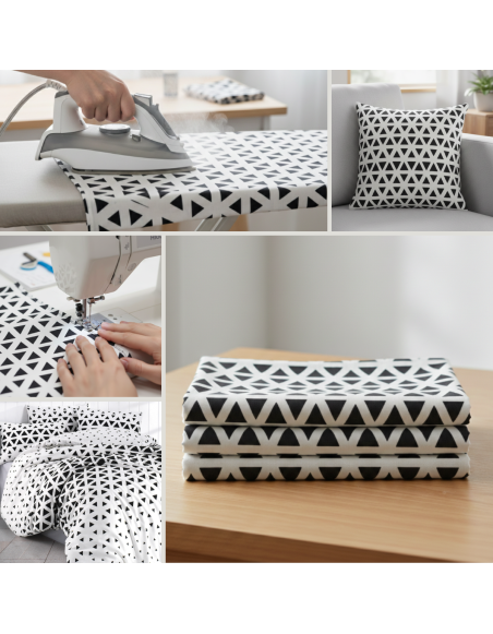 Meter tkanine 100% bombaž deluxe Dubai belo-črna EMI