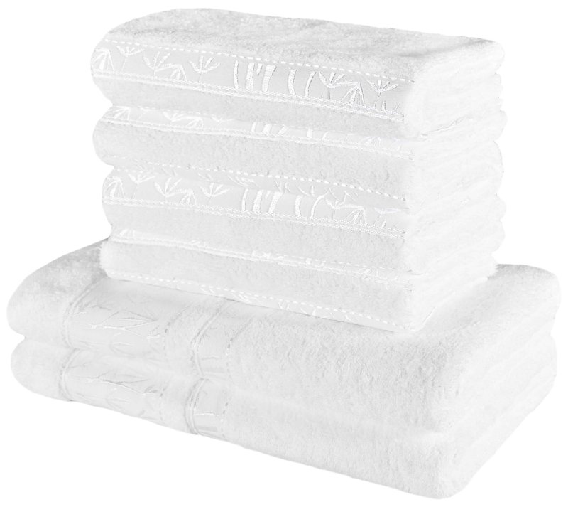 set belih bambusovih brisač in umivalnikov