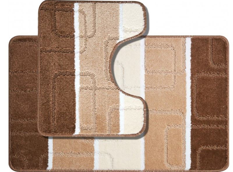 komplet rjavih kopalniških preprog