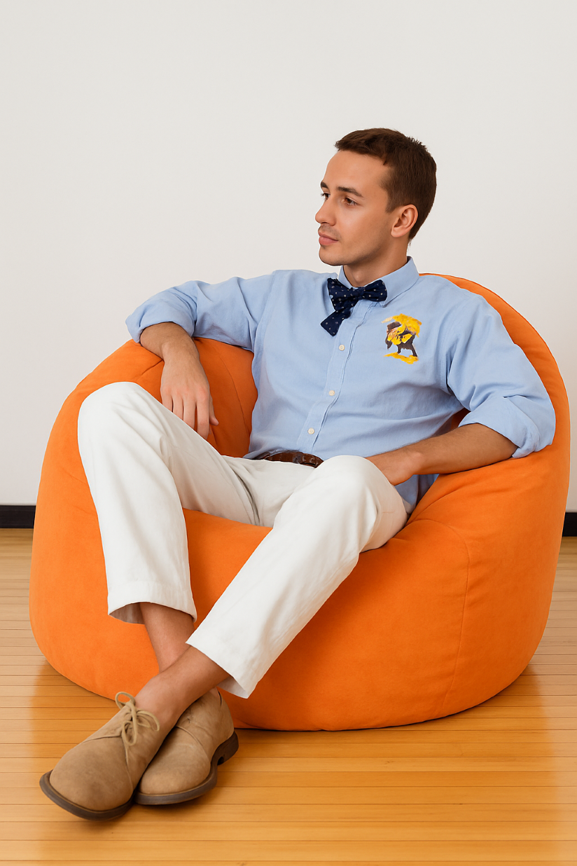 Sedací vak guľa semišová oranžová EMI