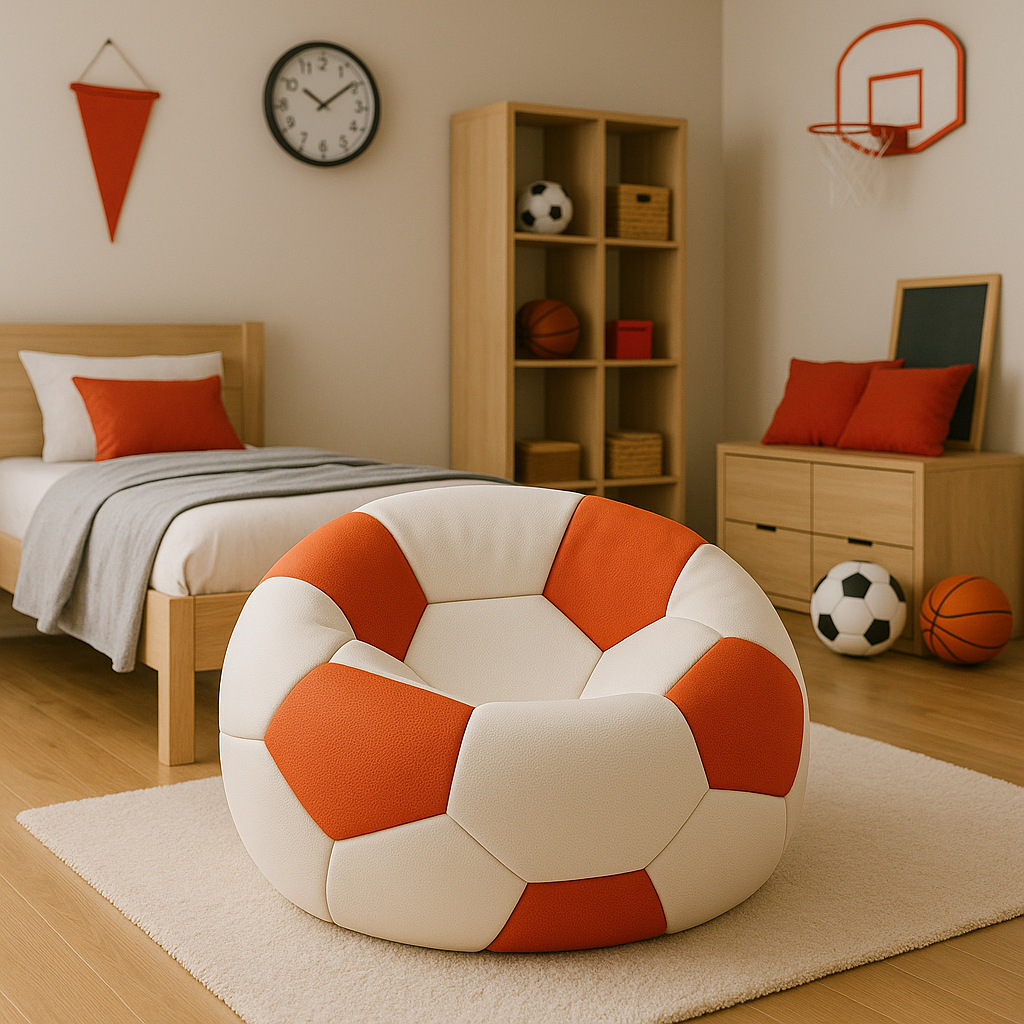 Sedací vak futbalová lopta bieločervená EMI