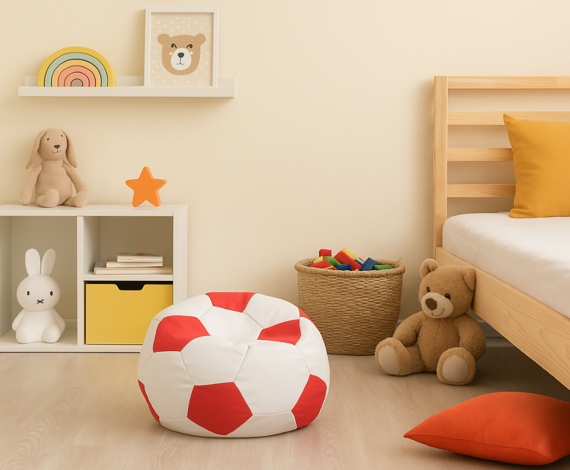 sedaci vak futbalova lopta bielocervena