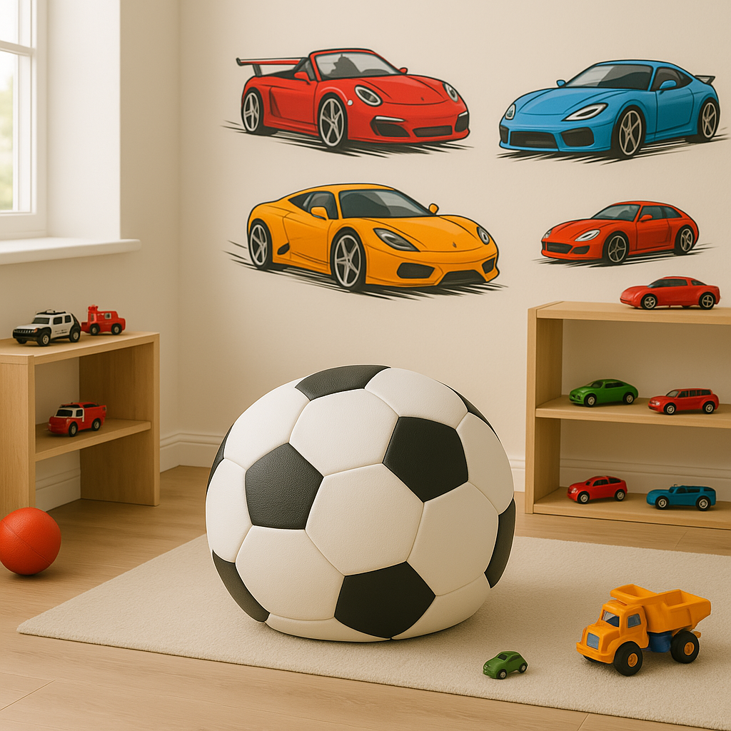 Sedací vak futbalová lopta malá bielo-čierna EMI